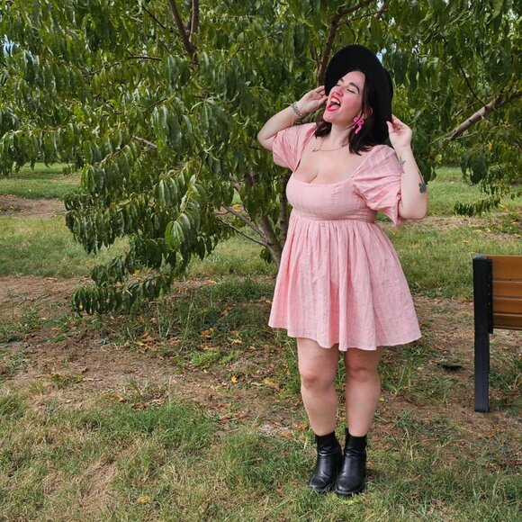 Windsor Dresses & Skirts - Flowy Blush Pink Babydoll Dress | Cottagecore Dream | Puff Sleeve Mini